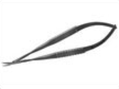 Vannas curved capsulotomy round handle scissors